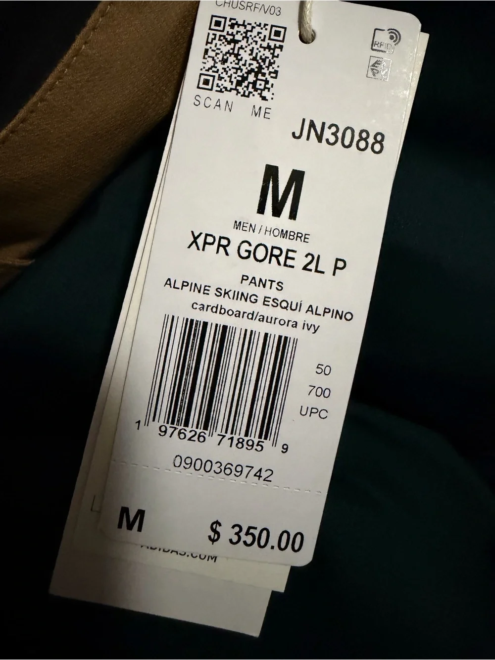 adidas Terrex Xperior 2 Layer Lined Gore-Tex Performance Ski Pant Size M JN3088